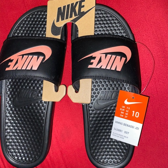 Nike Benassi Slides Black And Rose Gold Uk Nike Benassi Just Do It